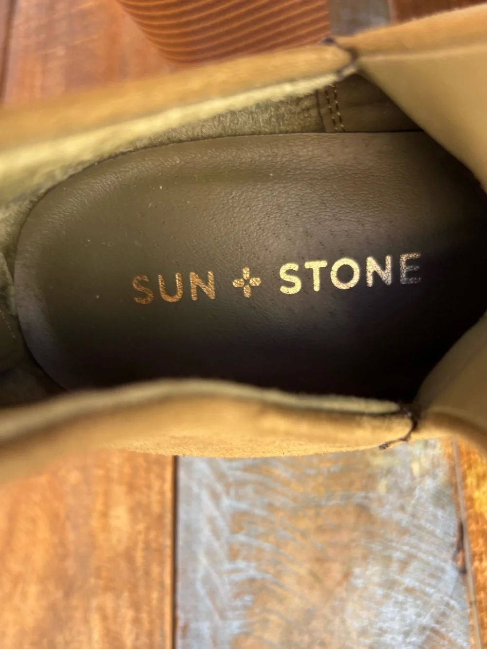 Sun + Stone Olive Green Suede Ankle Boots